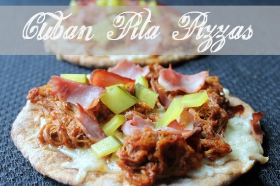 Cuban Pita Pizzas. Easy Pulled Pork Pita Pizza Recipe.
