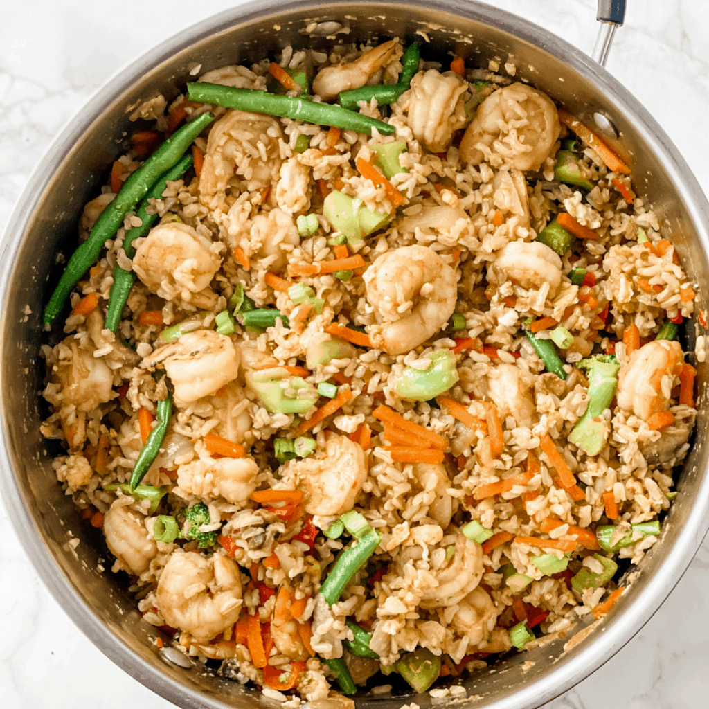 one pan fill with fried rice