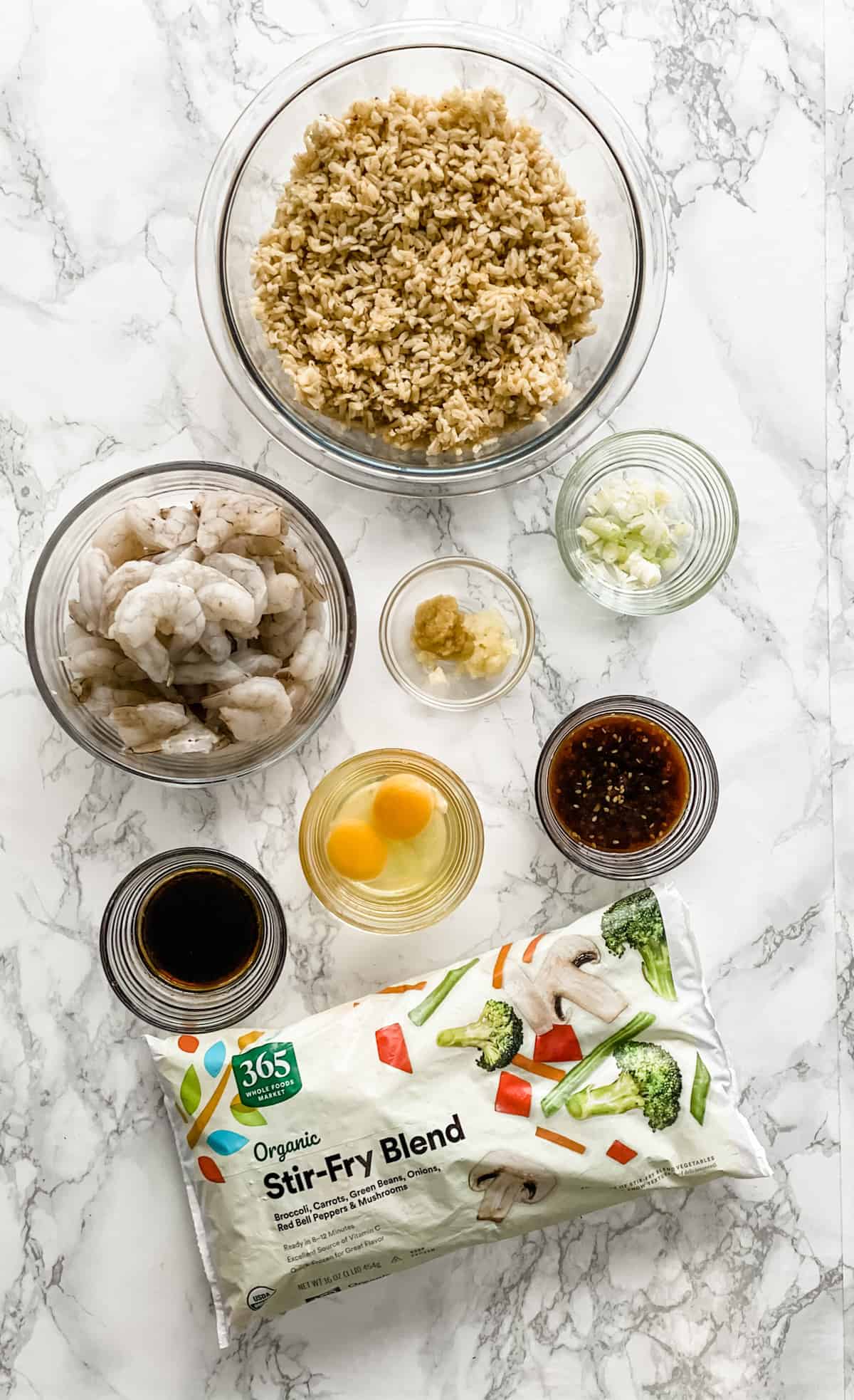 ingredients for quick shrimp fried rice