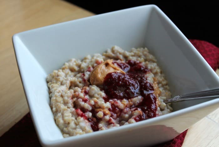 Peanut and Butter Jelly Steel Cut Oats