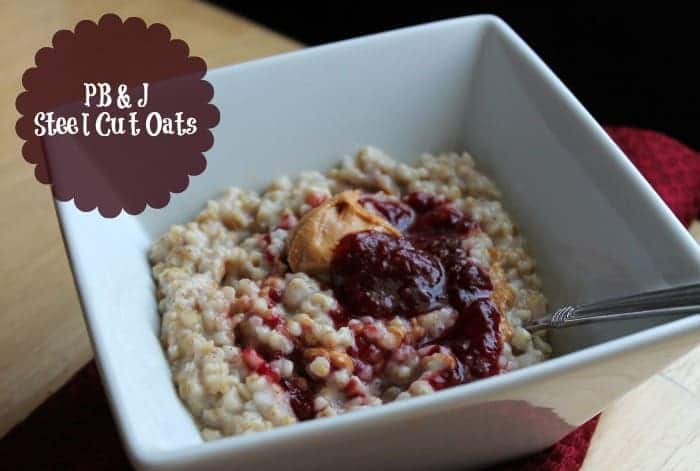 Peanut Butter and Jelly Steel Cut Oats Recipe by Skinny Moms Kitchen