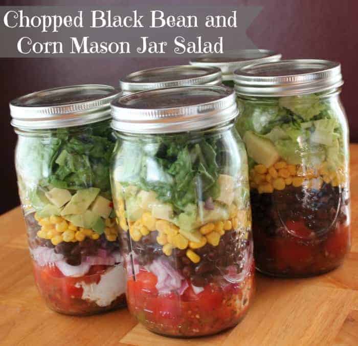 Mason Jar Salad Recipe Chopped Black Bean and Corn