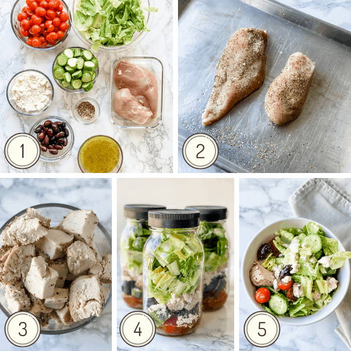 step by step to make a Keto Greek Salad