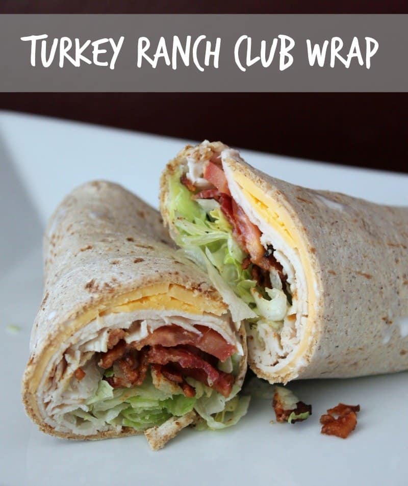 Turkey ranch club meal prep recipe photographed in a tortilla.