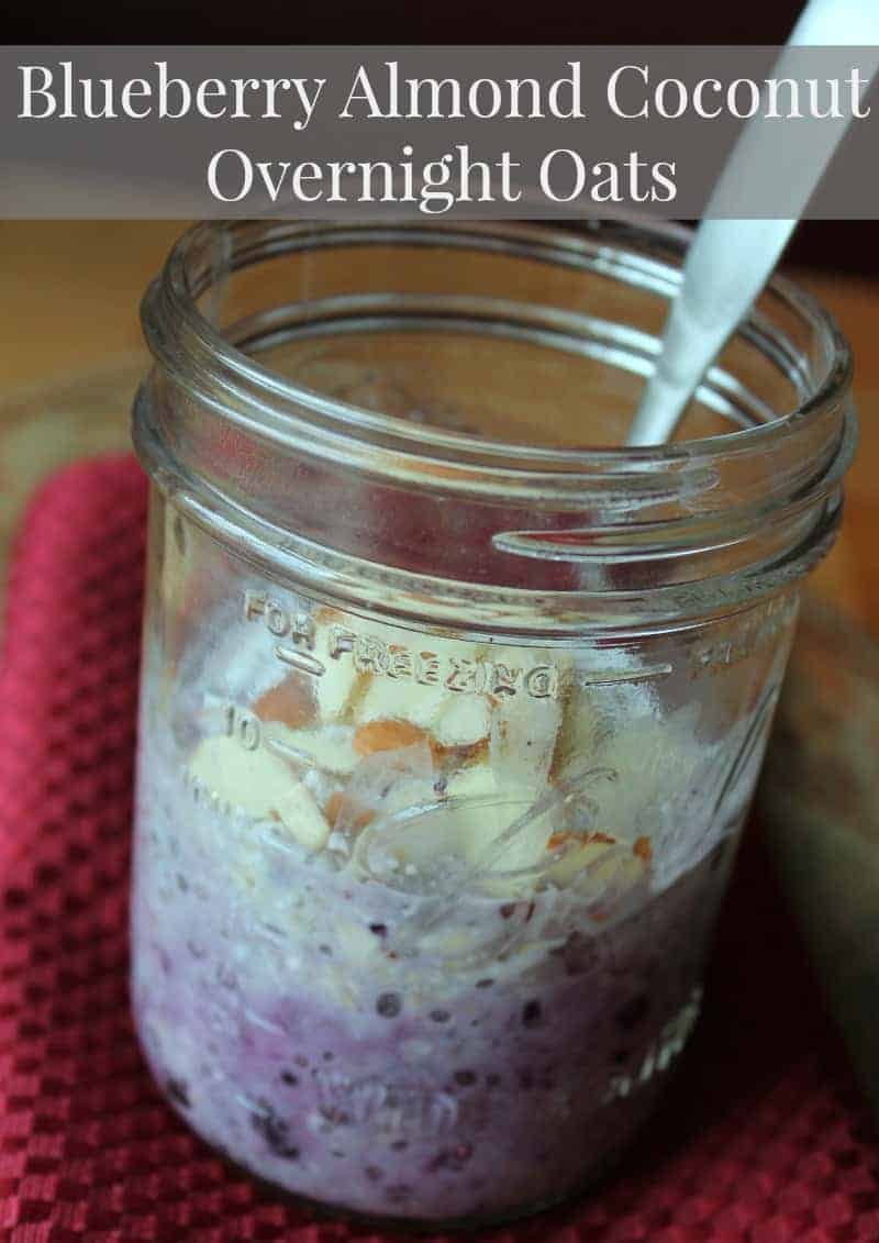 Overnight Oats Blueberry Almond and Coconut Oatmeal in a jar recipe