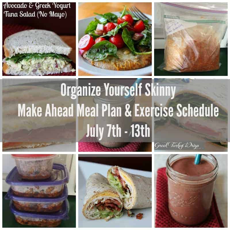 Make ahead meal plan and exercise schedule July 7th