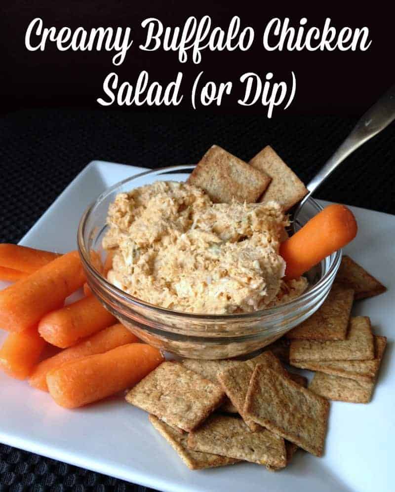 Lighter version of buffalo chicken dip or salad. 103 calories for 1/4 cup serving