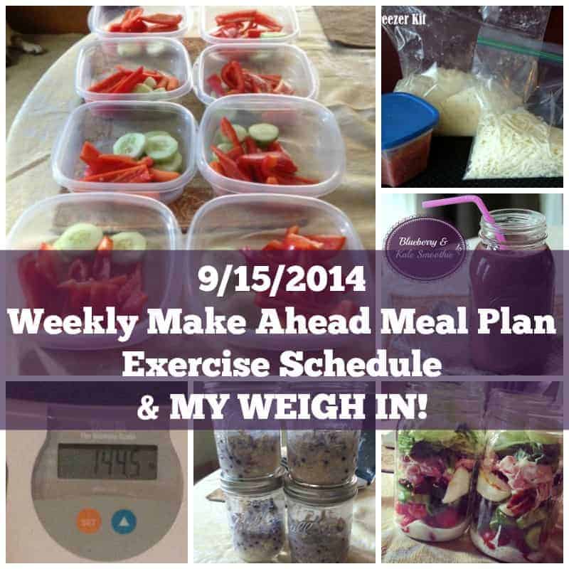 Make Ahead Meal Plan, Exercise Schedule, & My Weekly Weigh In 9/15/14
