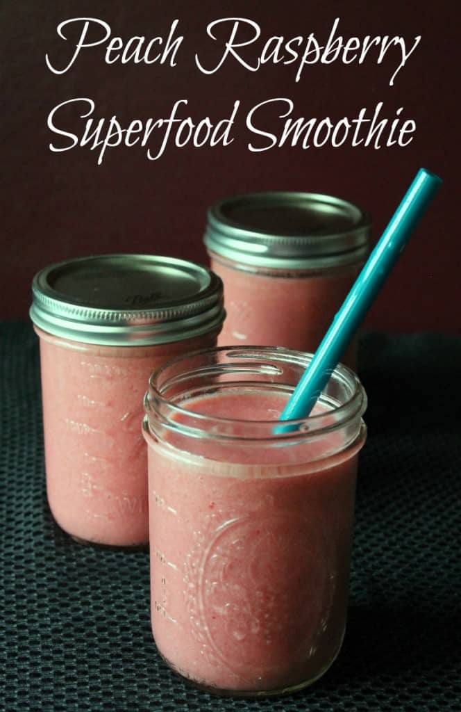 Peach Raspberry Superfood Smoothie 162 calories and 4 weight watchers points plus for a 3 cup serving