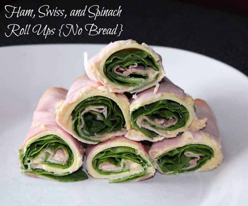 Ham, Swiss, and Spinach Roll Ups {No Bread} 94 calories and 2 weight watchers points plus