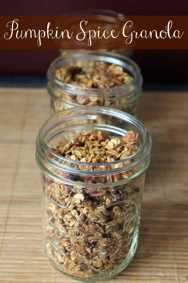 Mason jars full of freezer pumpkin spice granola