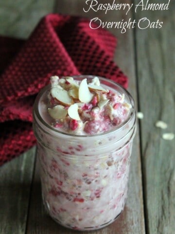 Raspberry Almond Overnight Oats Recipe 322 calories and 8 weight watchers points plus