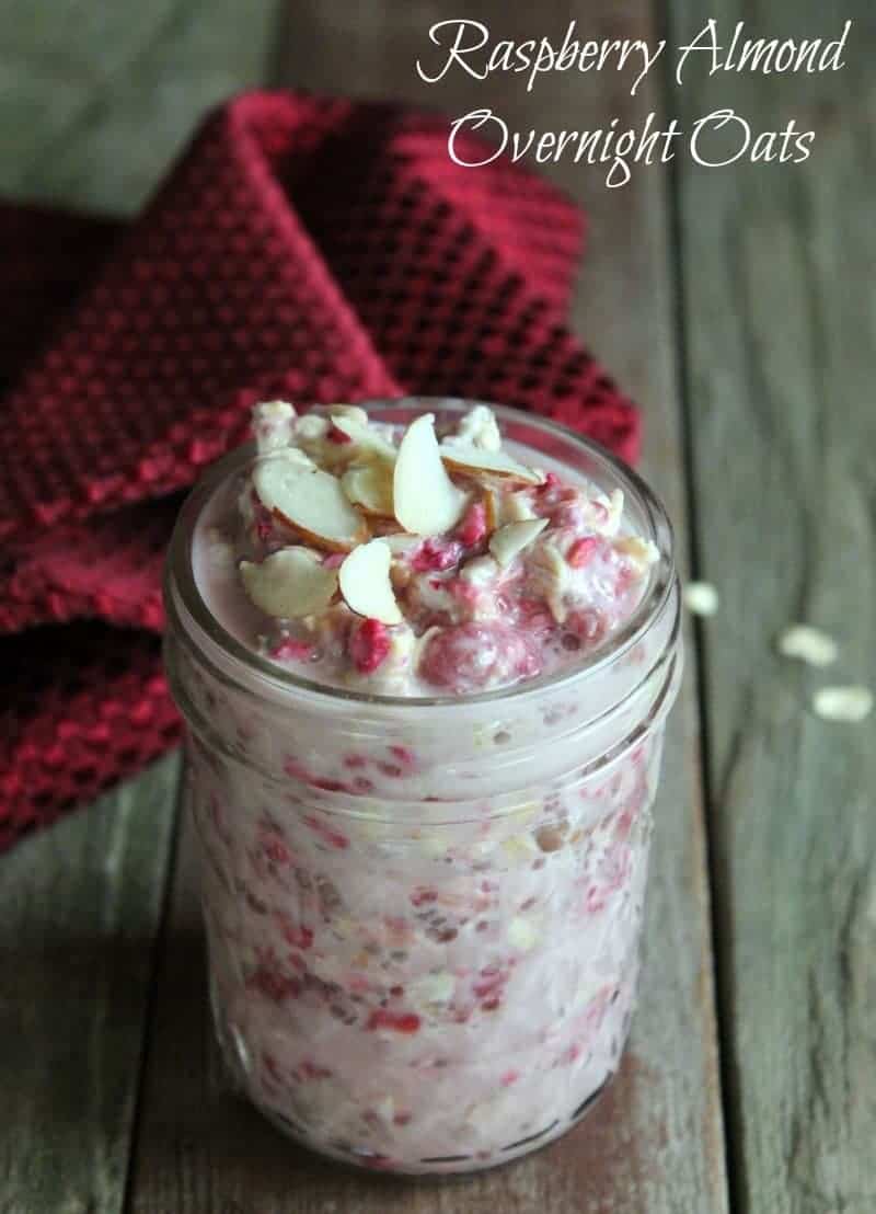 Raspberry Almond Overnight Oats Recipe 322 calories and 8 weight watchers points plus