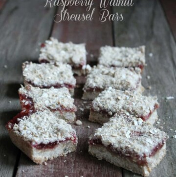 Raspberry Walnut Streusel Bars 167 and 4 weight watchers points plus