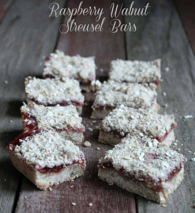 Raspberry Walnut Streusel Bars 167 and 4 weight watchers points plus