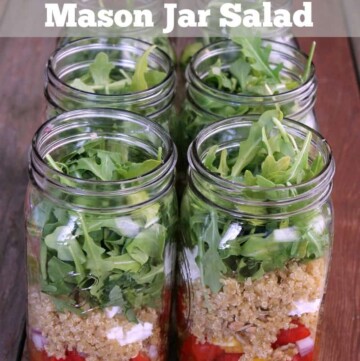 Quinoa, Goat Cheese, and Arugula Mason Jar Salad 351 calories and 9 weight watchers points plus