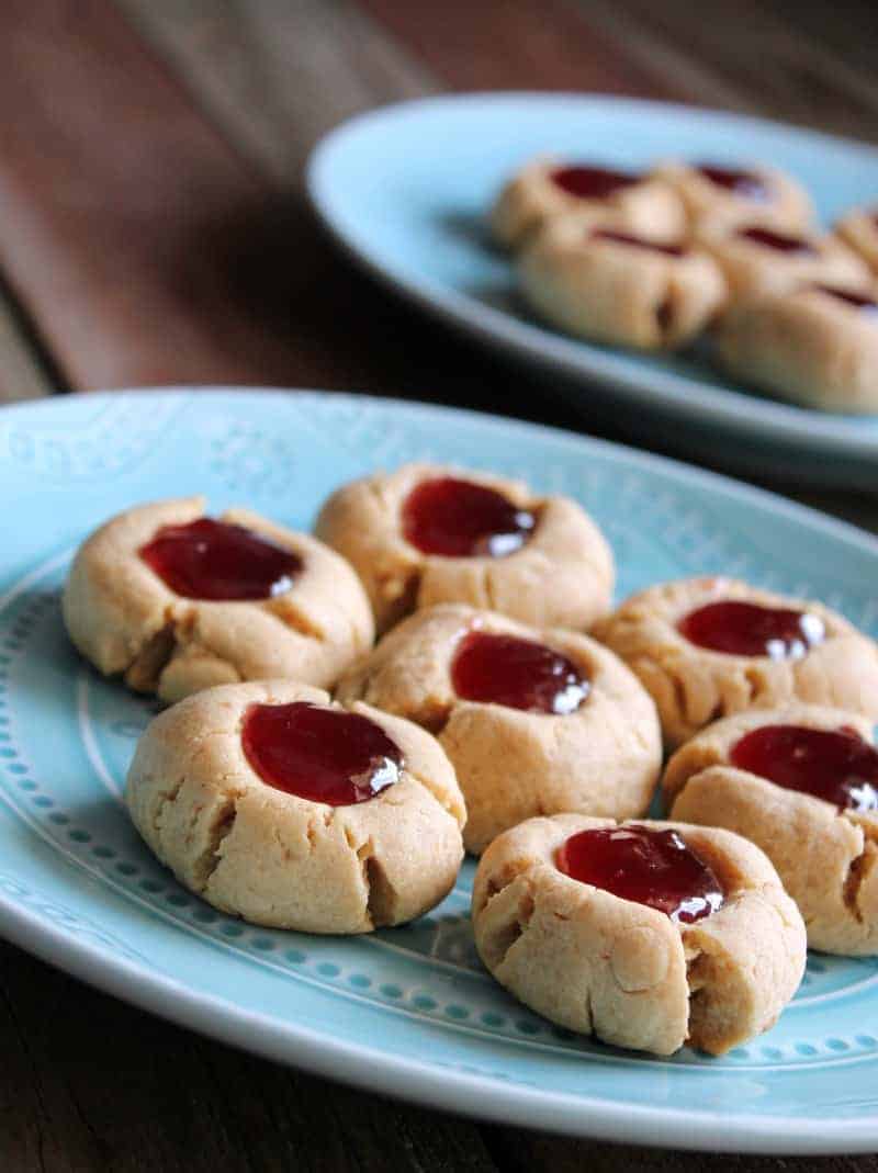 Peanut Butter And Jelly Thumbprint Cookies Intheraw