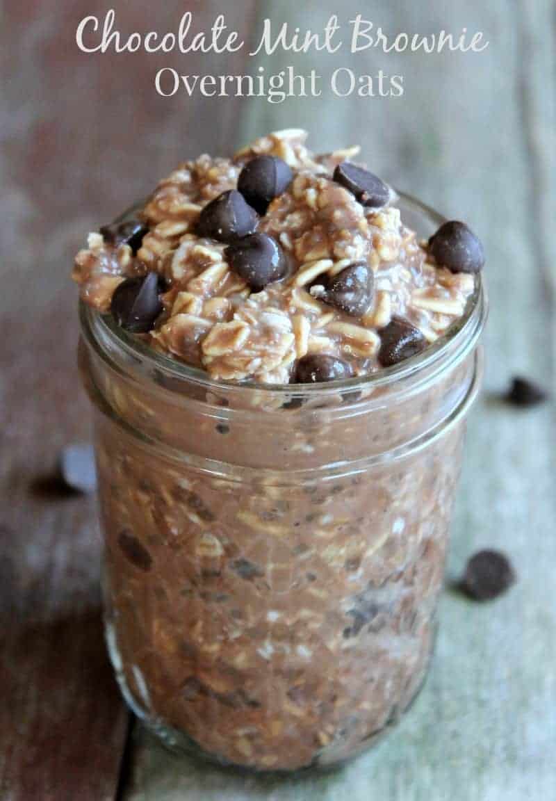 Chocolate Mint Brownie Overnight Oats 303 calories 8 weight watchers points plus