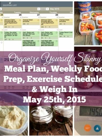 Weekly Meal Plan, Food Prep, Exercise Schedule, and Weigh In May 25th