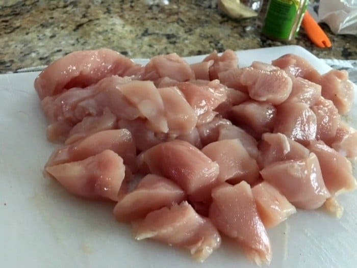 chicken meal prepped and cut into chunks