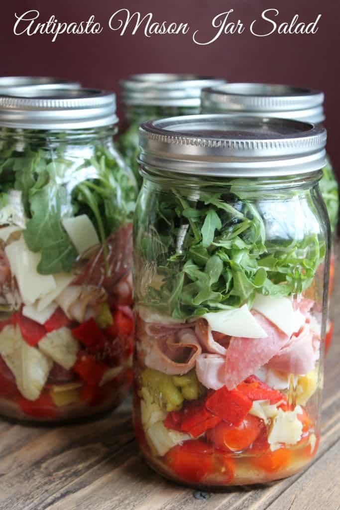Antipasto Mason Jar Salad 347 Calories and 9 Weight Watchers Points Plus