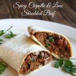 Slow Cooker Spicy Chipotle and Lime Shredded Beef 300 calories and 8 weight watchers points plus