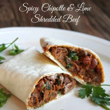 Slow Cooker Spicy Chipotle and Lime Shredded Beef 300 calories and 8 weight watchers points plus