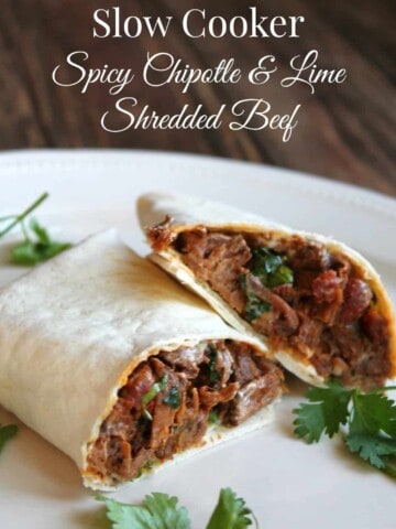 Slow Cooker Spicy Chipotle and Lime Shredded Beef 300 calories and 8 weight watchers points plus