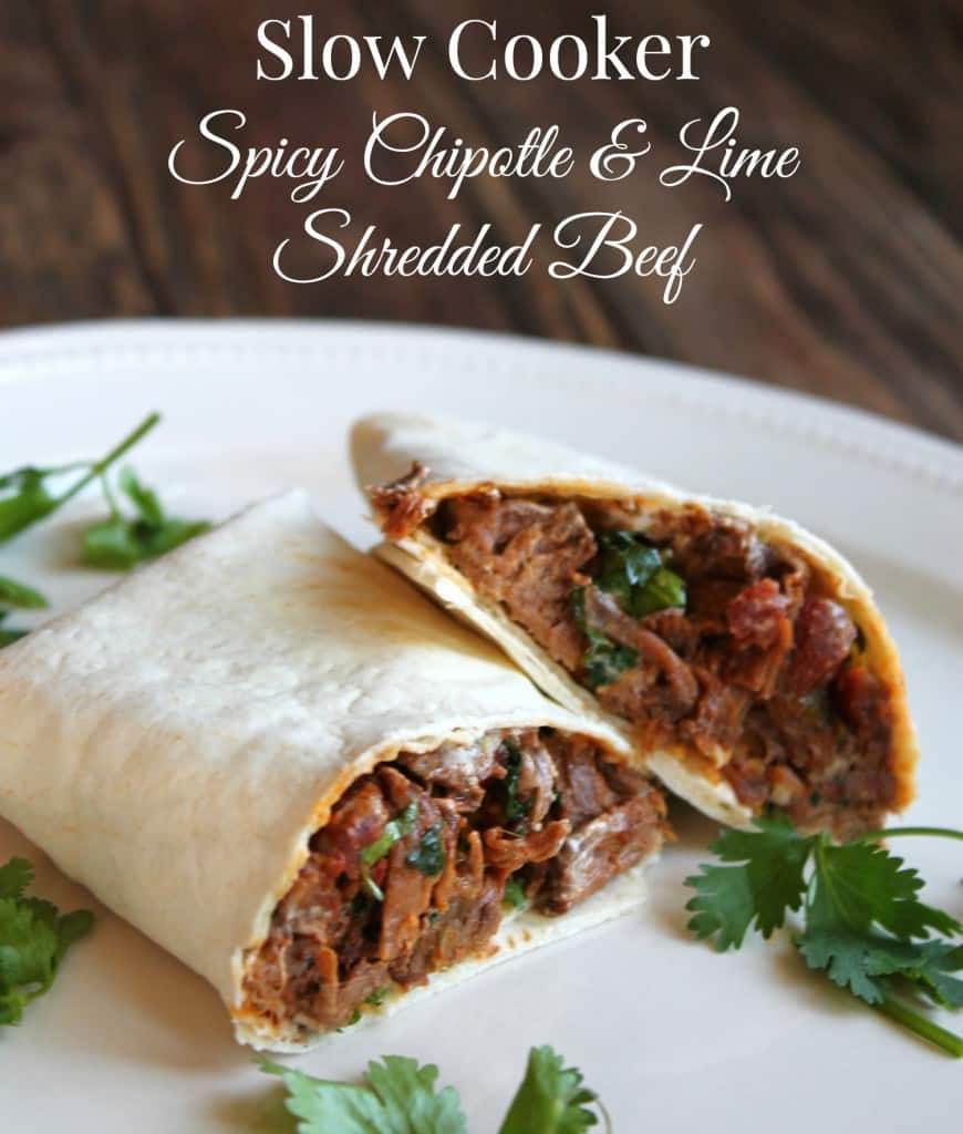 Slow Cooker Spicy Chipotle and Lime Shredded Beef 300 calories and 8 weight watchers points plus