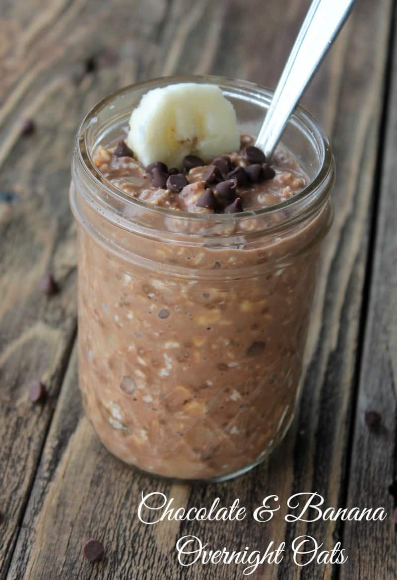 Banana and Chocolate Chip Overnight Oats Oats in a Jar 284 calories and 7 weight watchers points plus