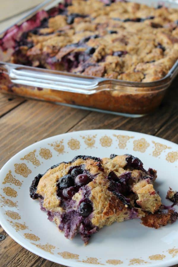 Make-ahead Blueberry and Greek Yogurt French Toast Bake 195 calories and 195 calories and 5 weight watchers points plus