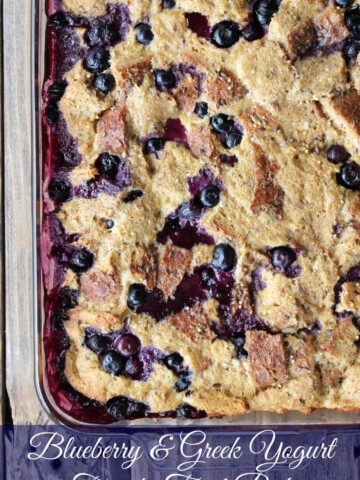 Make-ahead Blueberry and Greek Yogurt French Toast Bake 195 calories and 195 calories and 5 weight watchers points plus