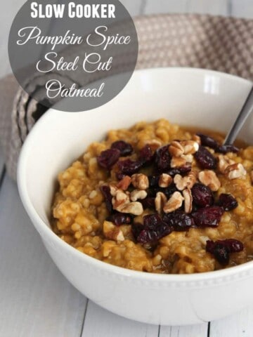 Slow Cooker Pumpkin Spice Steel Cut Oats 231 calories and 6 weight watchers points plus