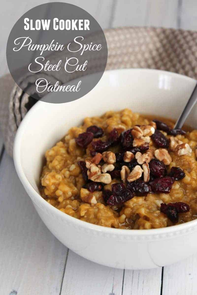 Slow Cooker Pumpkin Spice Steel Cut Oats 231 calories and 6 weight watchers points plus 