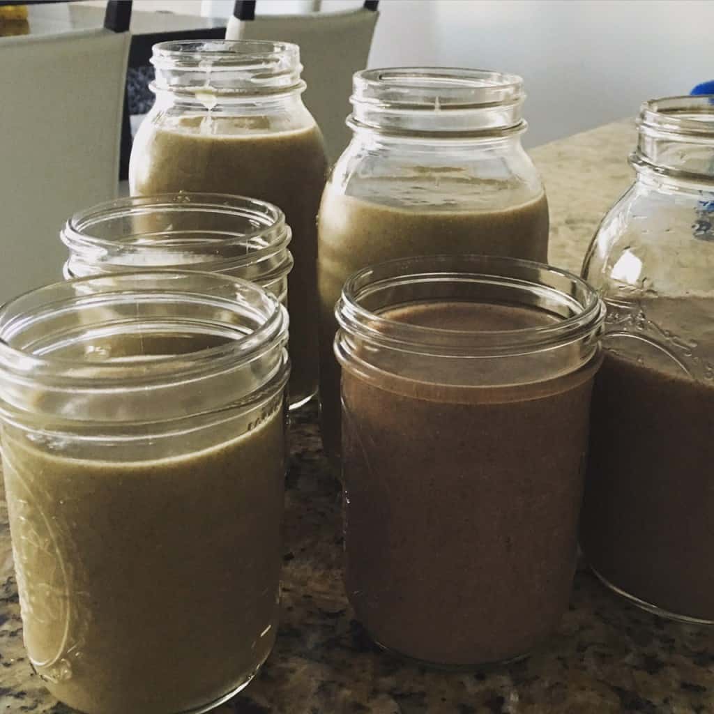 green smoothies in mason jars