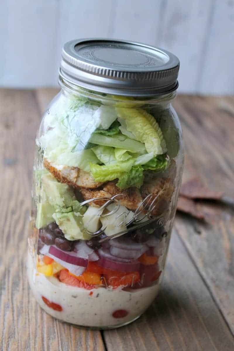 Southwest Ranch Chicken Mason Jar Salad - Organize Southwest Ranch Chicken Mason Jar Salad - Organize