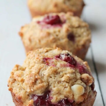 Cranberry Orange Muffins with White Chocolate Chips and a Sprinkle of Sugar In The Raw on top