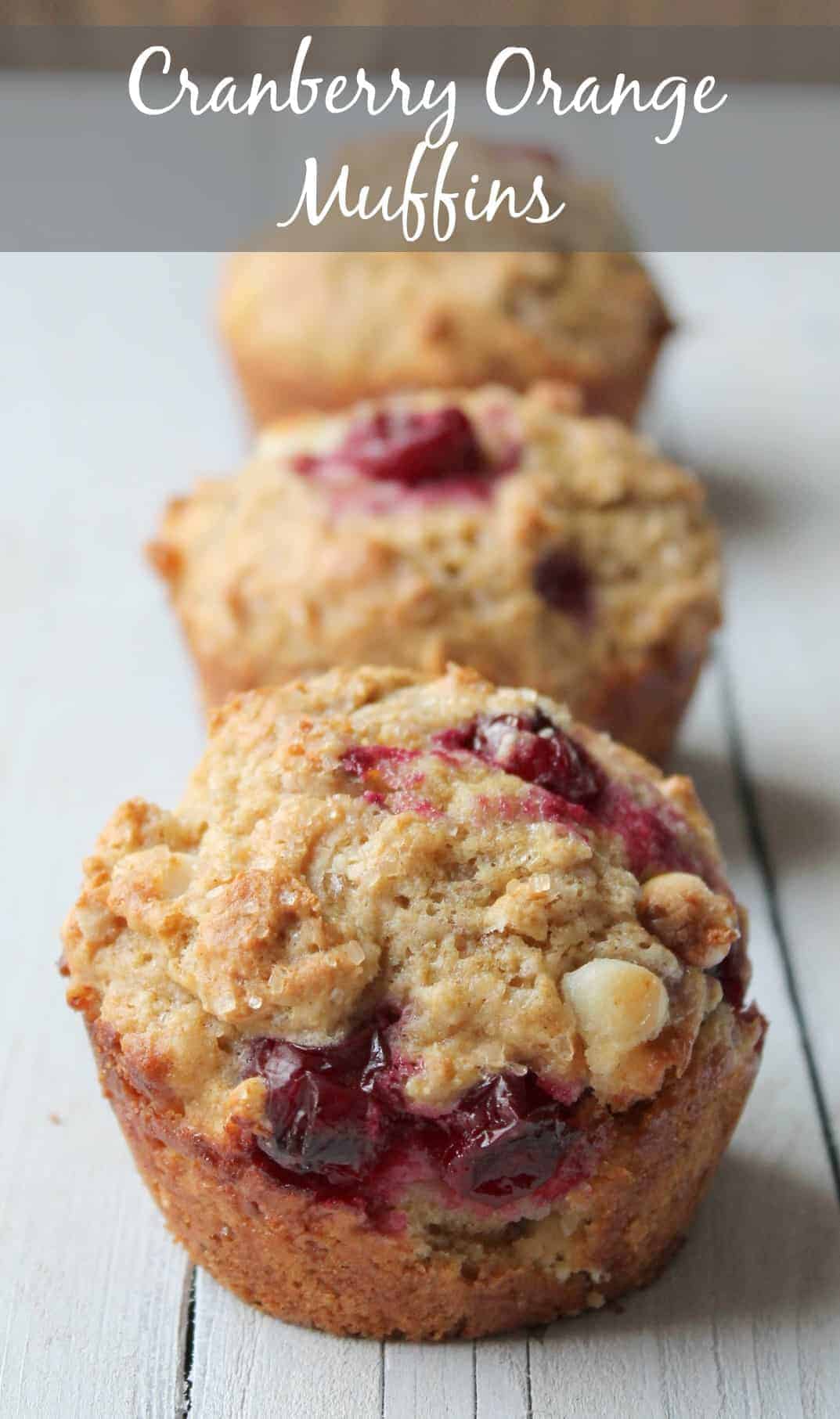 Cranberry Orange Muffins with White Chocolate Chips and a Sprinkle of Sugar In The Raw on top