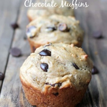 Banana, Peanut Butter, and chocolate muffins. Make ahead breakfast recipe