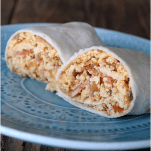 bacon breakfast burrito front view