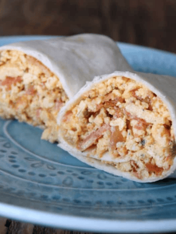 bacon breakfast burrito front view