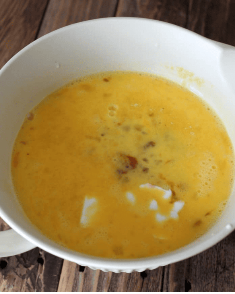 eggs mixed in a bowl