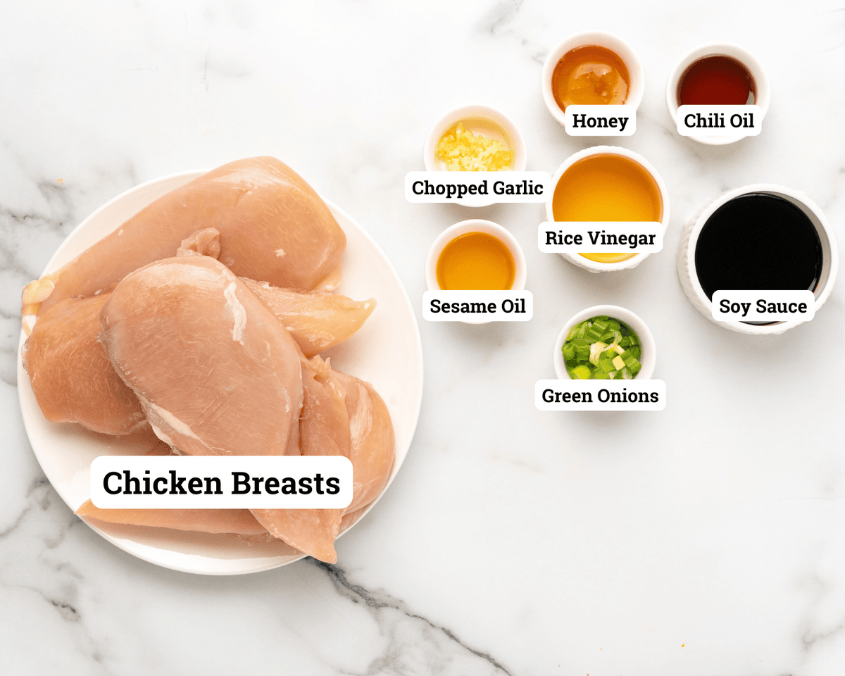 overhead picture of ingredients for asian chicken marinade