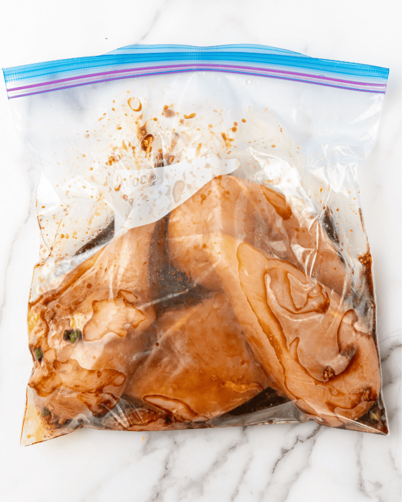 chicken in asian marinade in the bag.