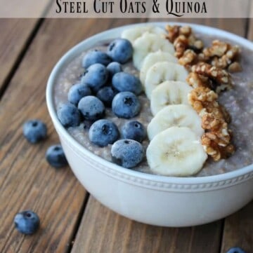 Slow Cooker Blueberry and Banana Steel Cut Oats and Quinoa