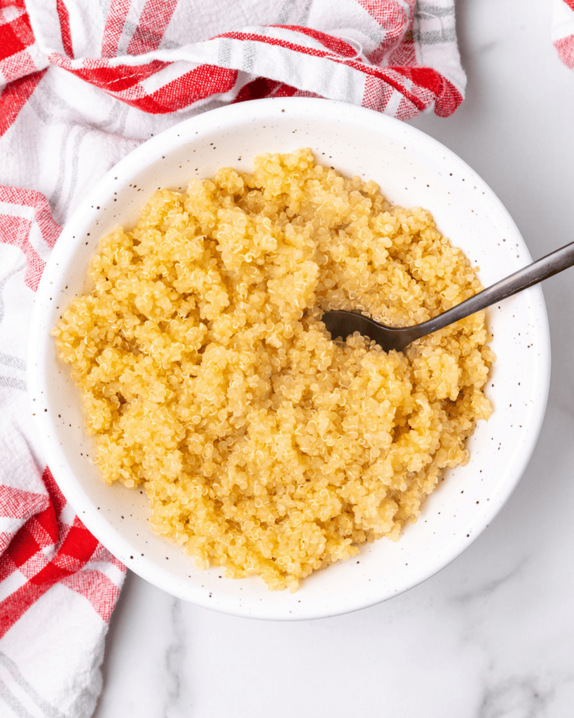 fluffy cooked quinoa in a bowl
