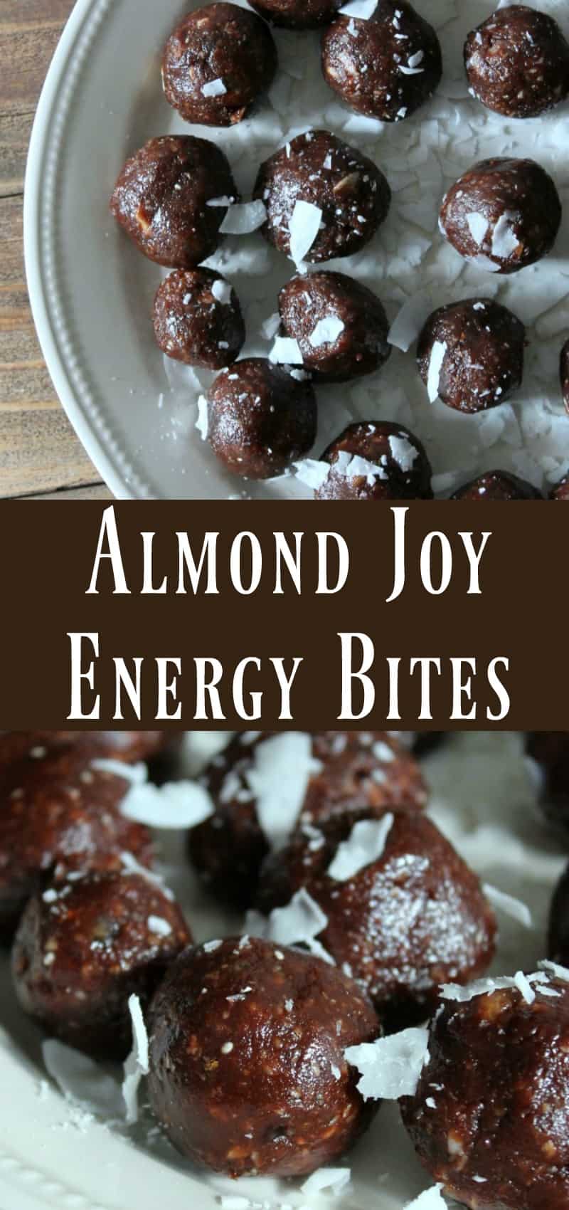 Medjool Dates processed together with chocolate, almonds, and coconut to create this delicious almond joy inspired energy bite.