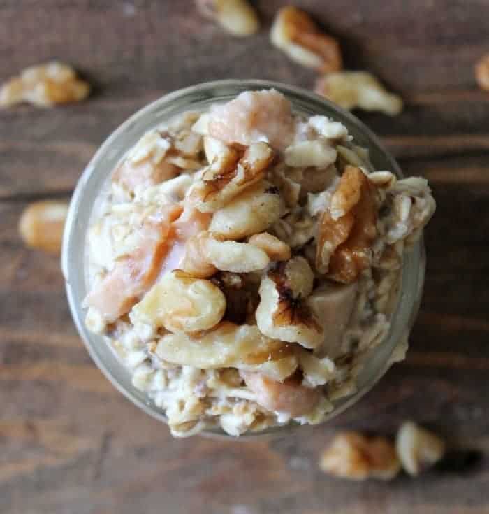 apple spice overnight oats with walnuts