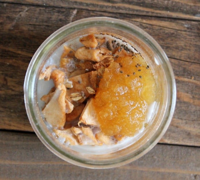 overnights oats in a jar with coconut milk and raw honey