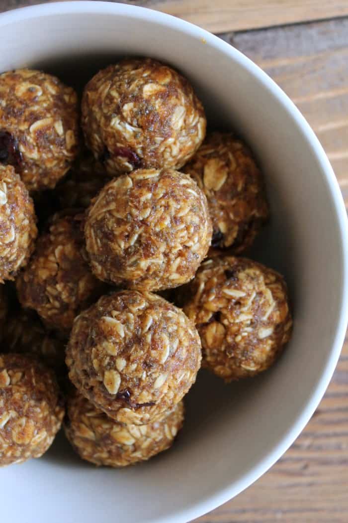 pumpkin energy balls in a bowl